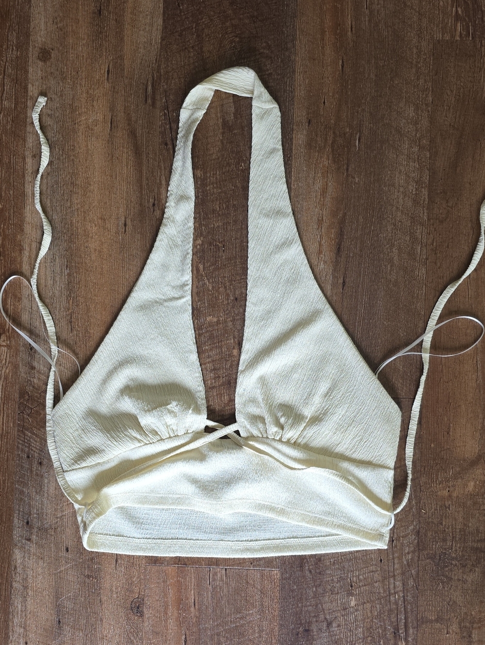 Urban Outfitters Valeria Halter Crop Top Convertible Textured Ivory Size Large L